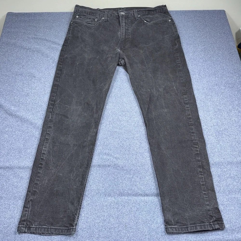 Levis 502 Jeans Mens 36x30 Black Charcoal Wash Regular Tapered Denim Pants